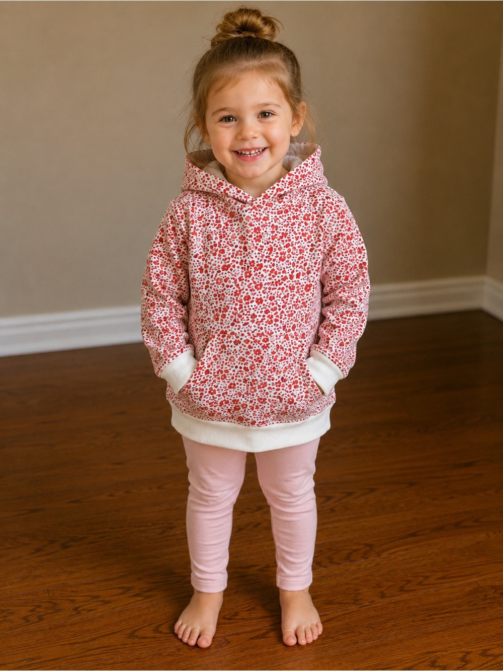 Cat & Jack Girls Floral Fleece Hoodie XS (4/5)